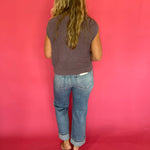 Cap Sleeve Textured Knit Top in Muted Raisin