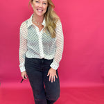 Cecilia Polka Dot Button-Up Blouse in Ivory - Shabby 2 Chic Boutiques