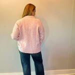 Chalet Charm Cable Knit Zip Jacket in Pink