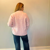 Chalet Charm Cable Knit Zip Jacket in Pink