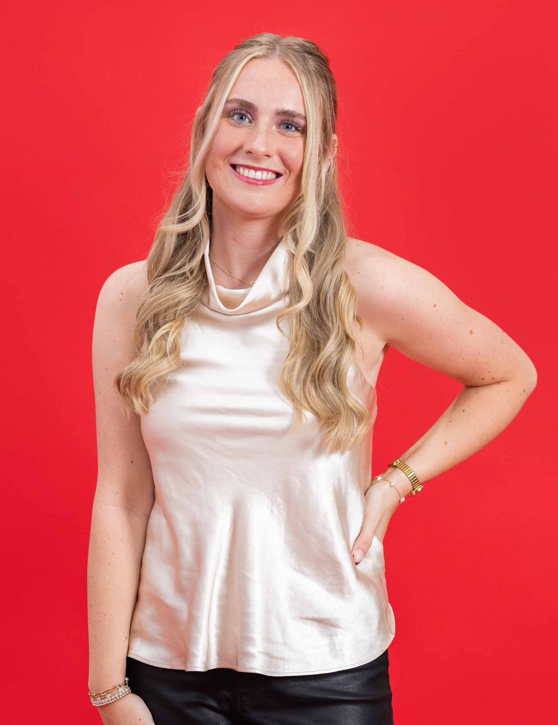 Champagne Glow Satin Halter Top