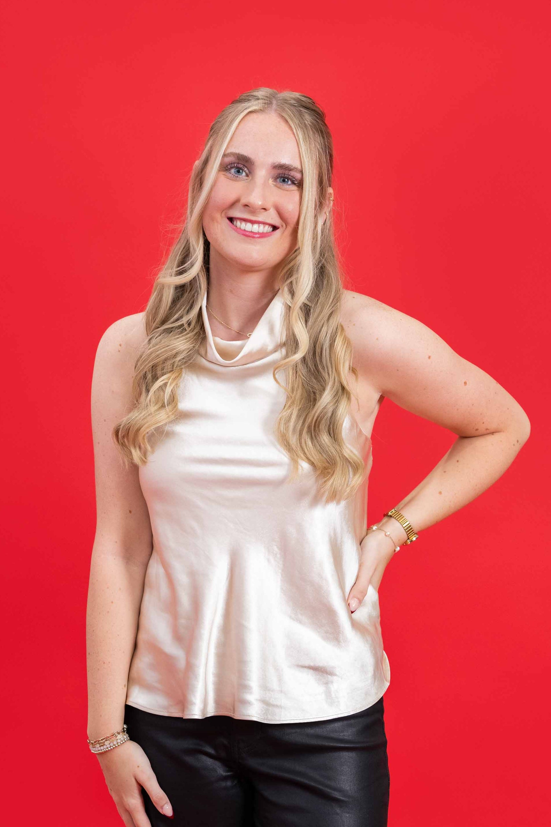 Champagne Glow Satin Halter Top