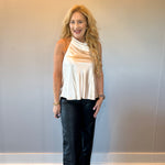 Champagne Glow Satin Halter Top