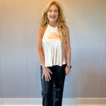 Champagne Glow Satin Halter Top