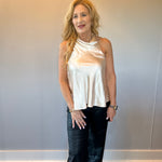 Champagne Glow Satin Halter Top