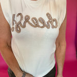 Cheers Embroidered Sleeveless Tee