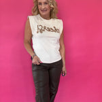 Cheers Embroidered Sleeveless Tee