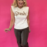 Cheers Embroidered Sleeveless Tee