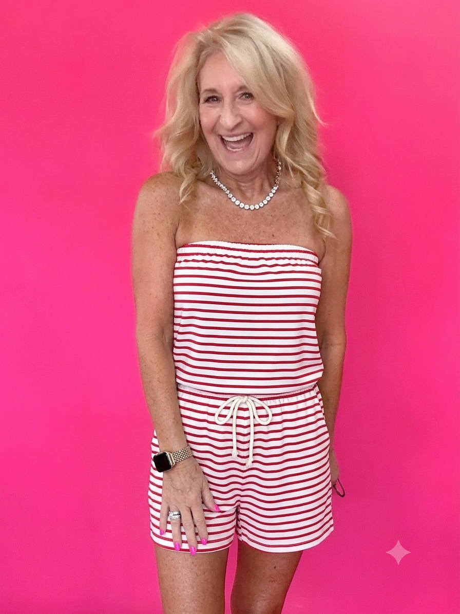 Cherry On Top Striped Romper