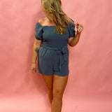 Chic Ease Square Neck Smocked Romper