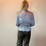 Chic & Sleek High Neck Ruched Top in Blue