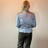 Chic & Sleek High Neck Ruched Top in Blue