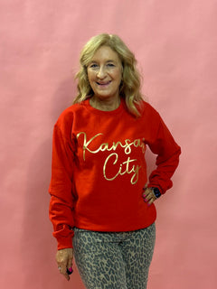 Chiefs Puff Sweatshirt in Red - Shabby 2 Chic Boutiques