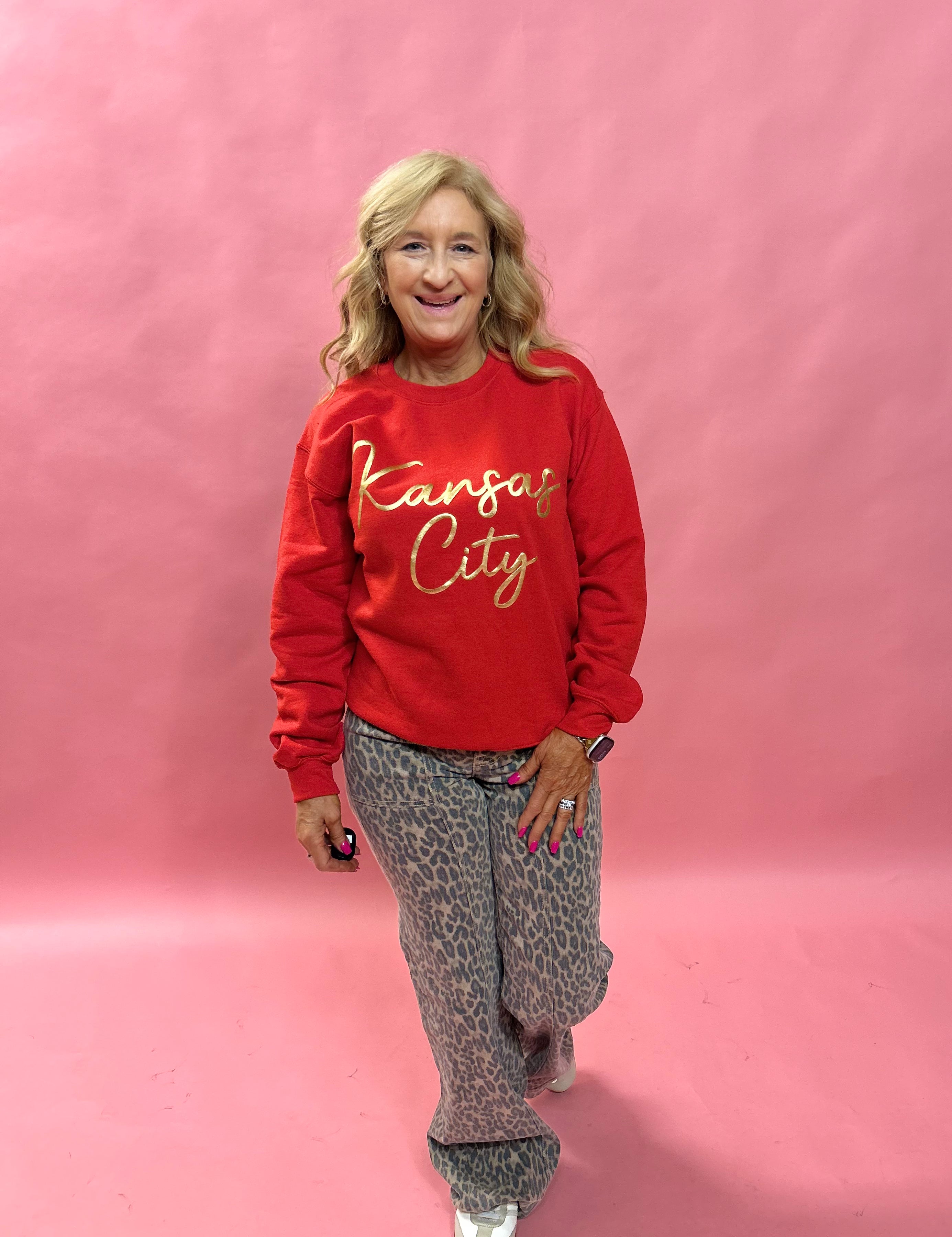 Chiefs Puff Sweatshirt in Red - Shabby 2 Chic Boutiques