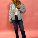 Chloe Quilted Jacket in Blue - Shabby 2 Chic Boutiques