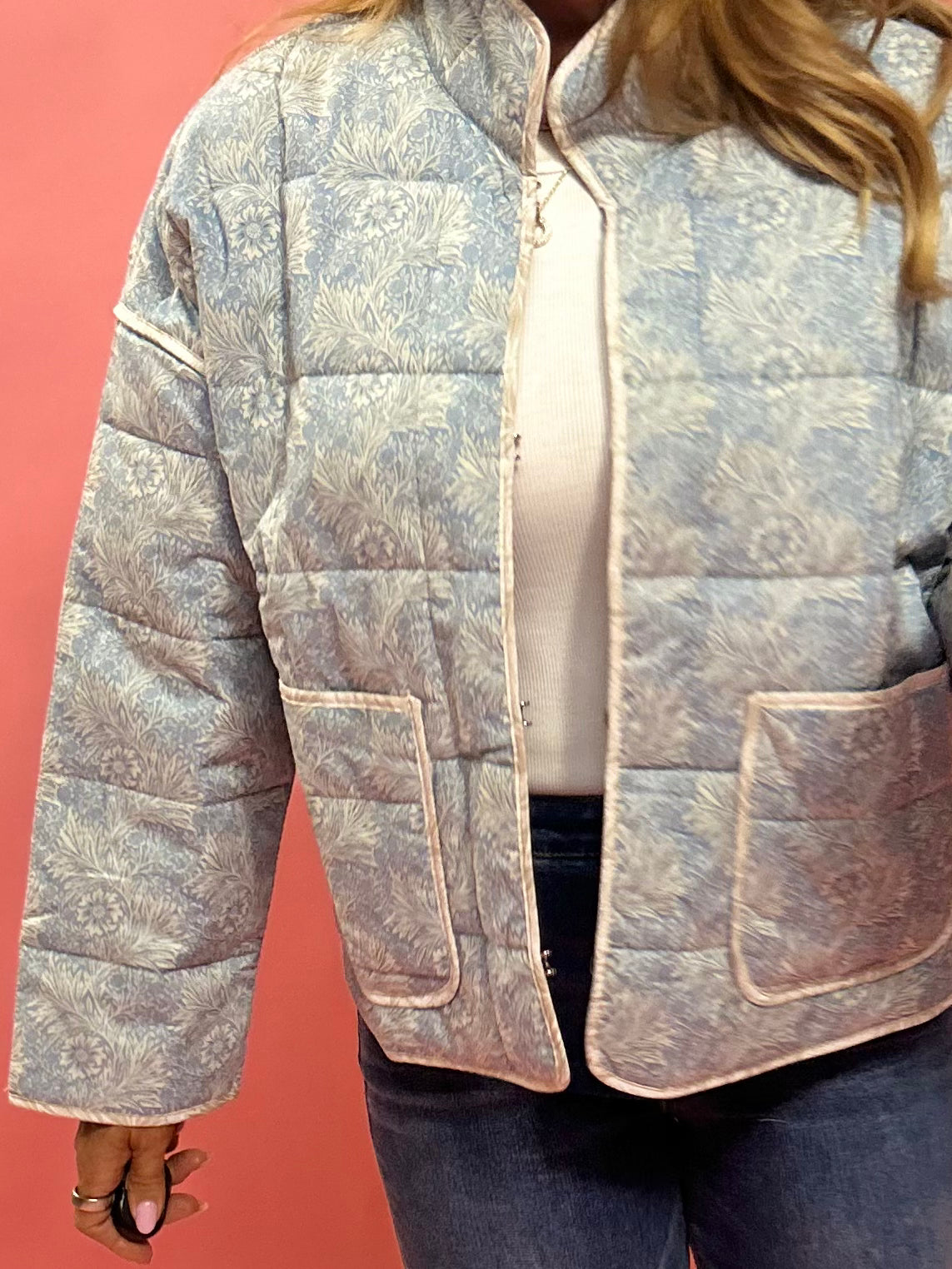 Chloe Quilted Jacket in Blue - Shabby 2 Chic Boutiques