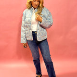 Chloe Quilted Jacket in Blue - Shabby 2 Chic Boutiques