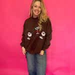 Christmas Cocktail Mock Neck Sweatshirt in Brown