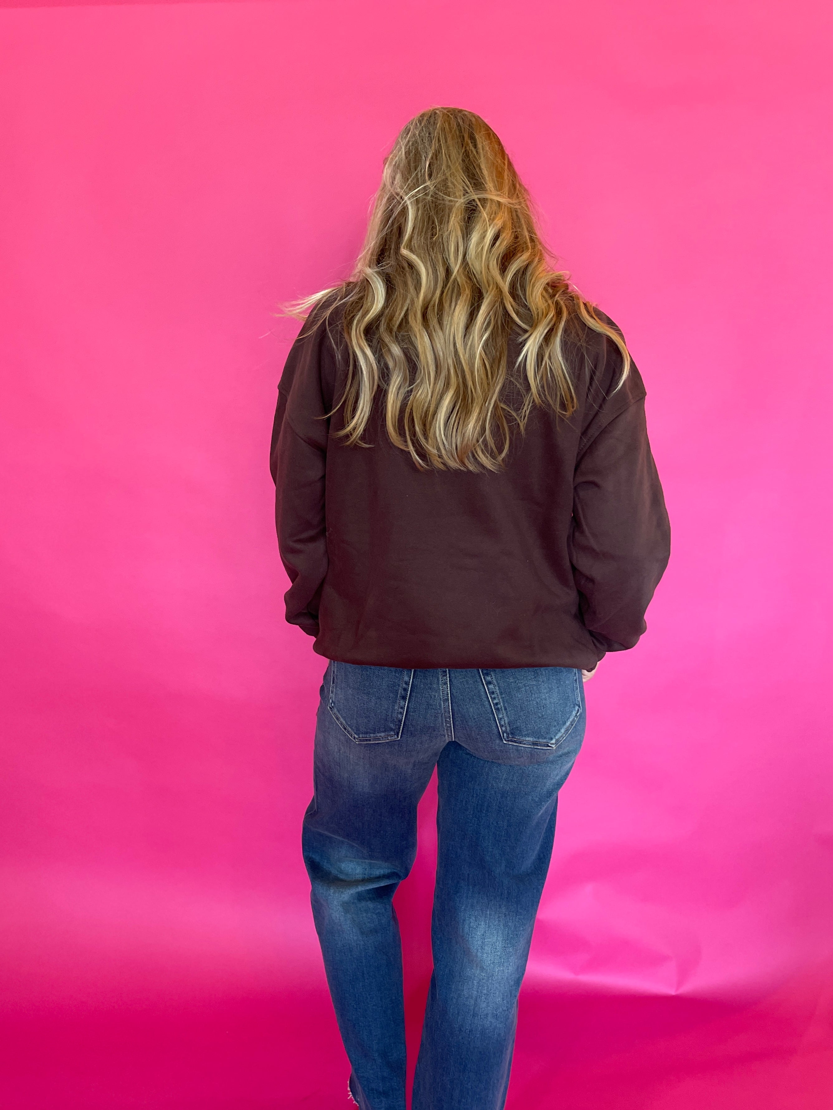 Christmas Cocktail Mock Neck Sweatshirt in Brown