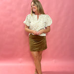 Ciera Suede Mini Skirt in Brown
