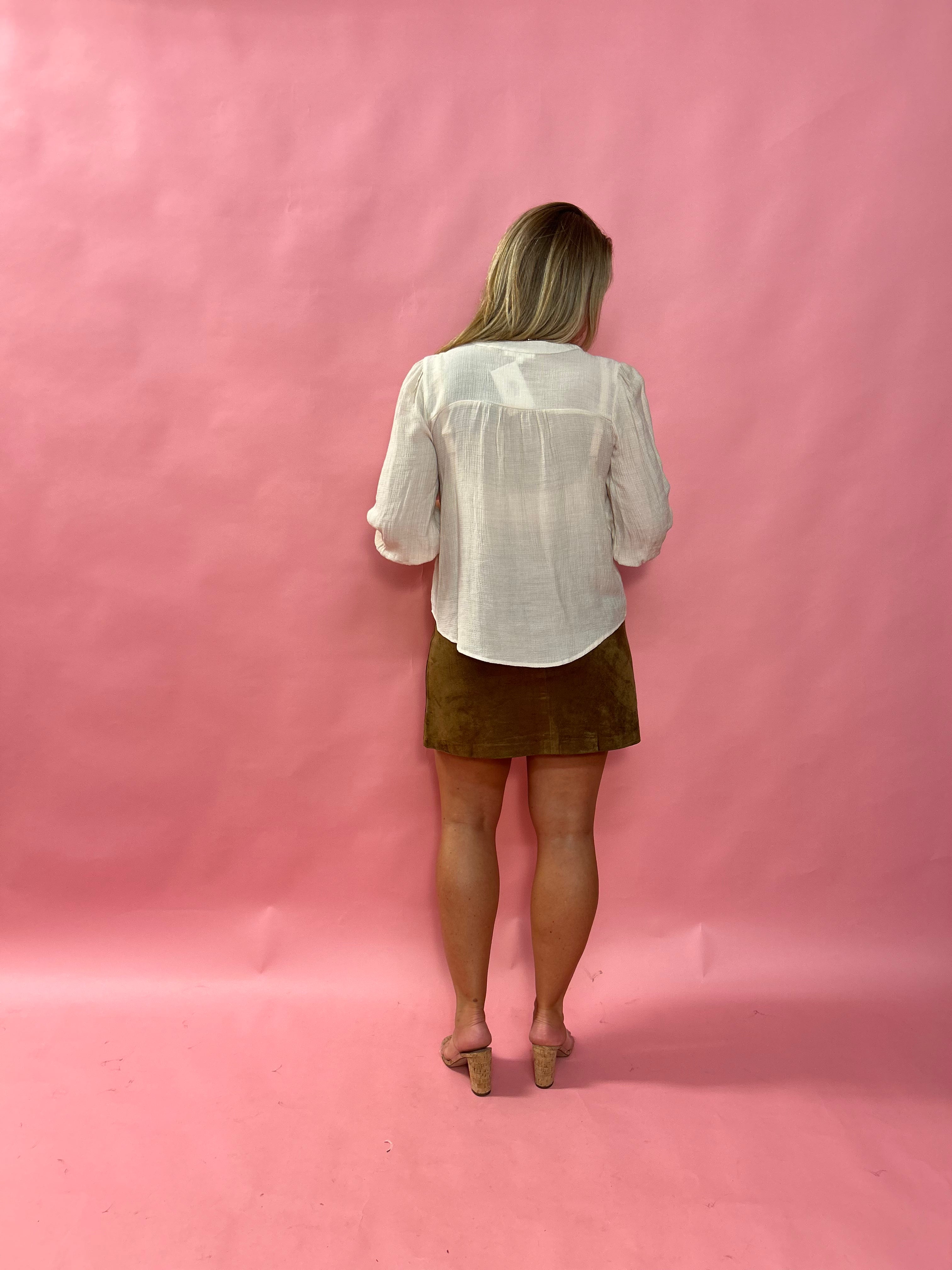 Ciera Suede Mini Skirt in Brown