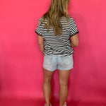 Classic Confidence Striped V-Neck Tee in Black - Shabby 2 Chic Boutiques