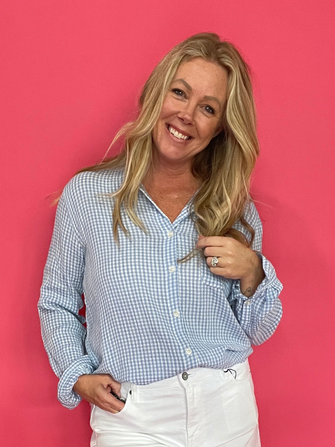 Classic Gingham Top in Ice Blue (ZSupply) - Shabby 2 Chic Boutiques