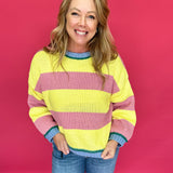 Classic Pastel Stripe Ribbed Knit Sweater - Shabby 2 Chic Boutiques