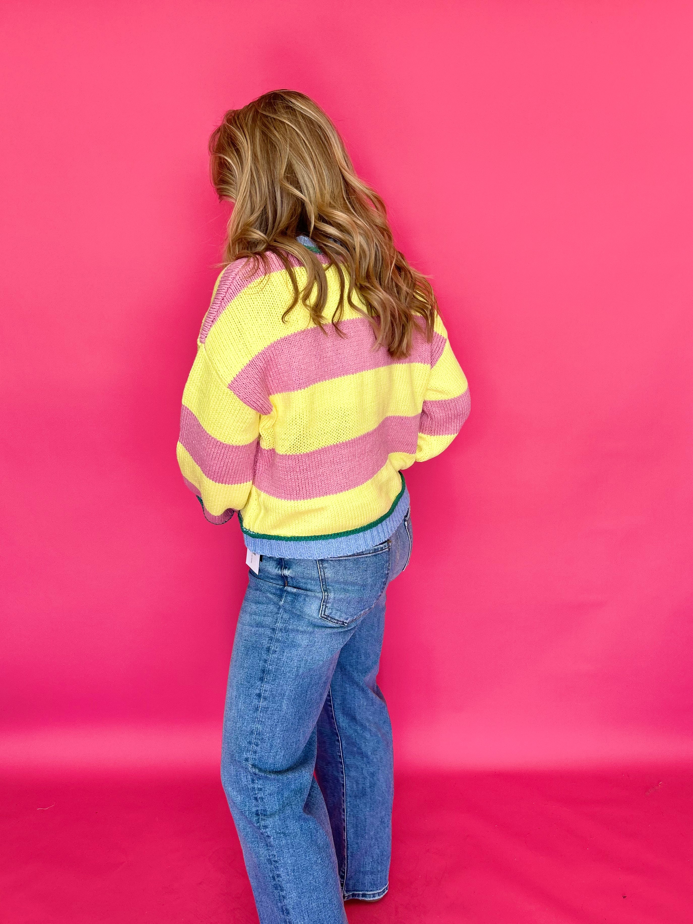 Classic Pastel Stripe Ribbed Knit Sweater - Shabby 2 Chic Boutiques