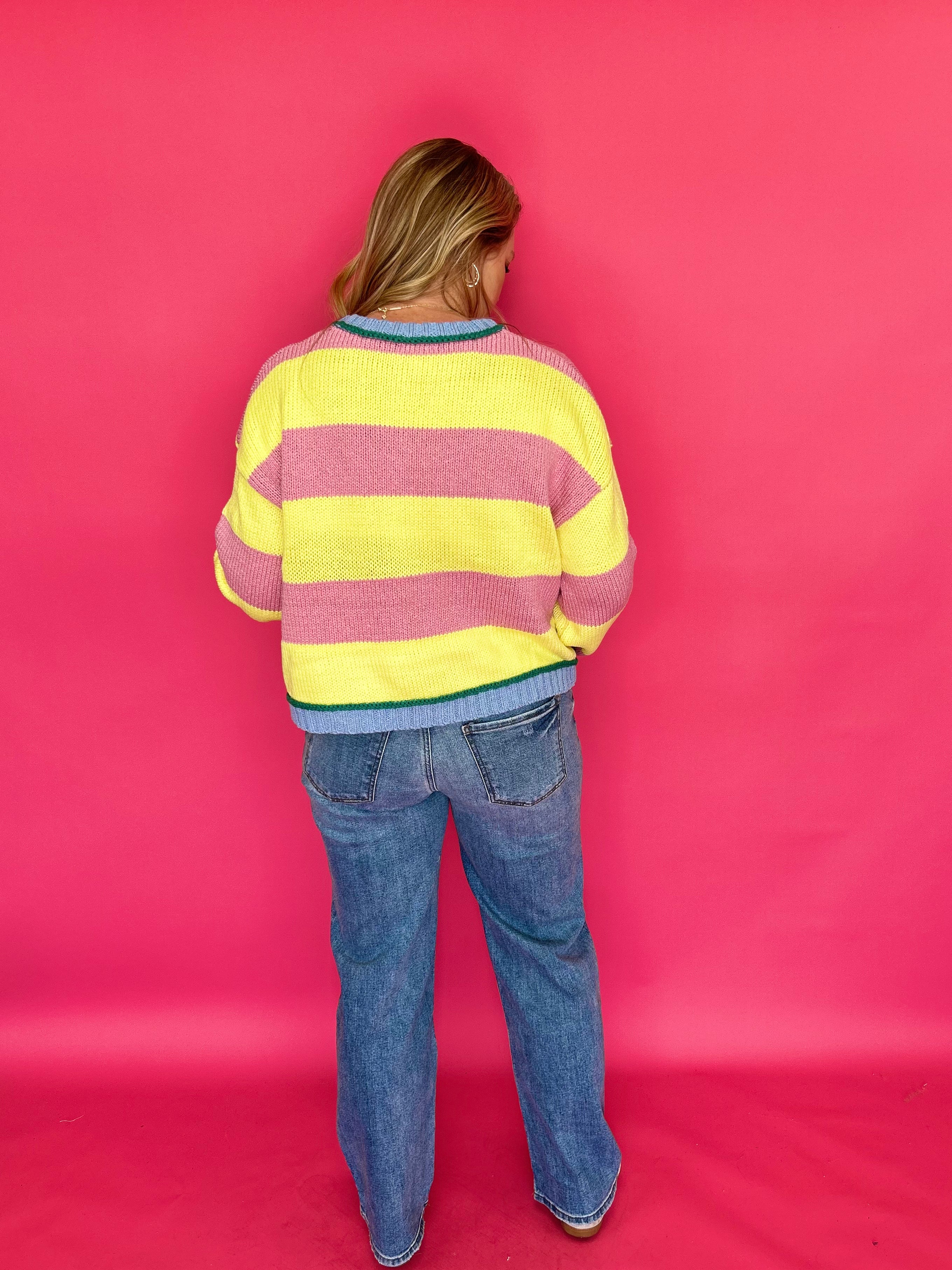 Classic Pastel Stripe Ribbed Knit Sweater - Shabby 2 Chic Boutiques