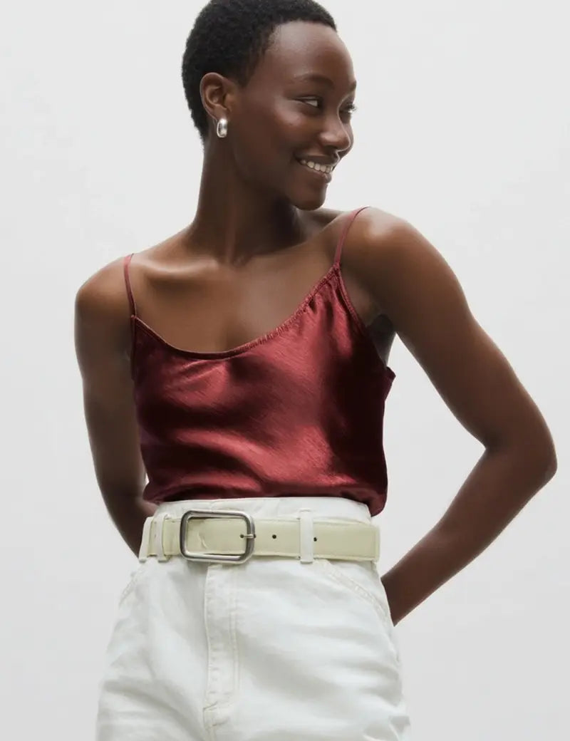 Classic Satin Camisole in Burgundy
