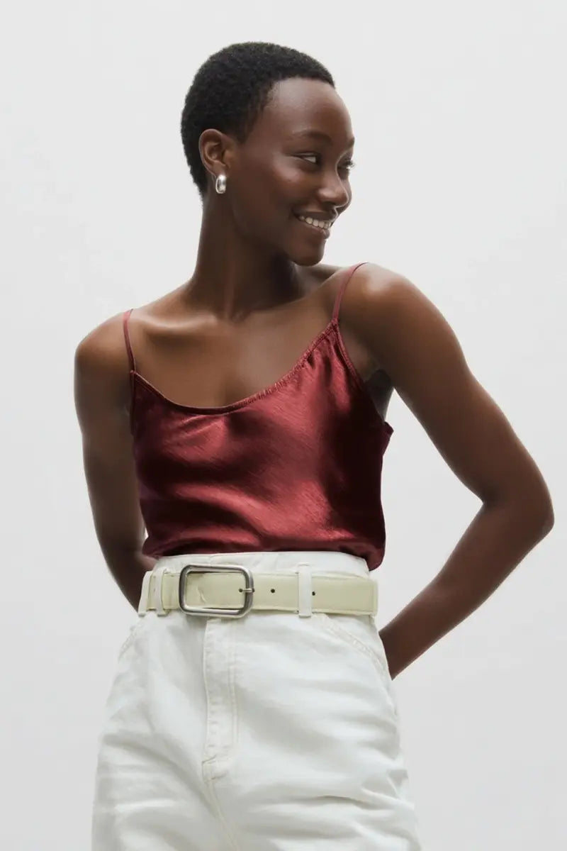 Classic Satin Camisole in Burgundy