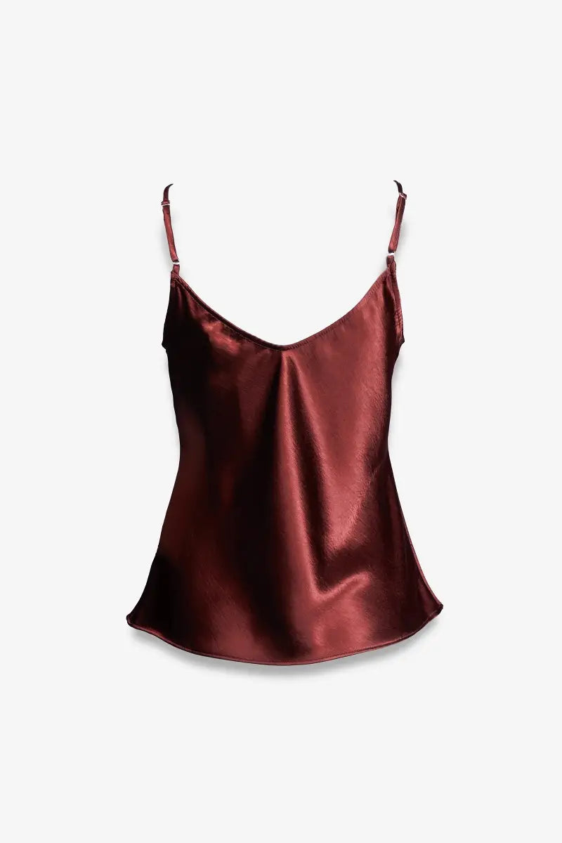 Classic Satin Camisole in Burgundy