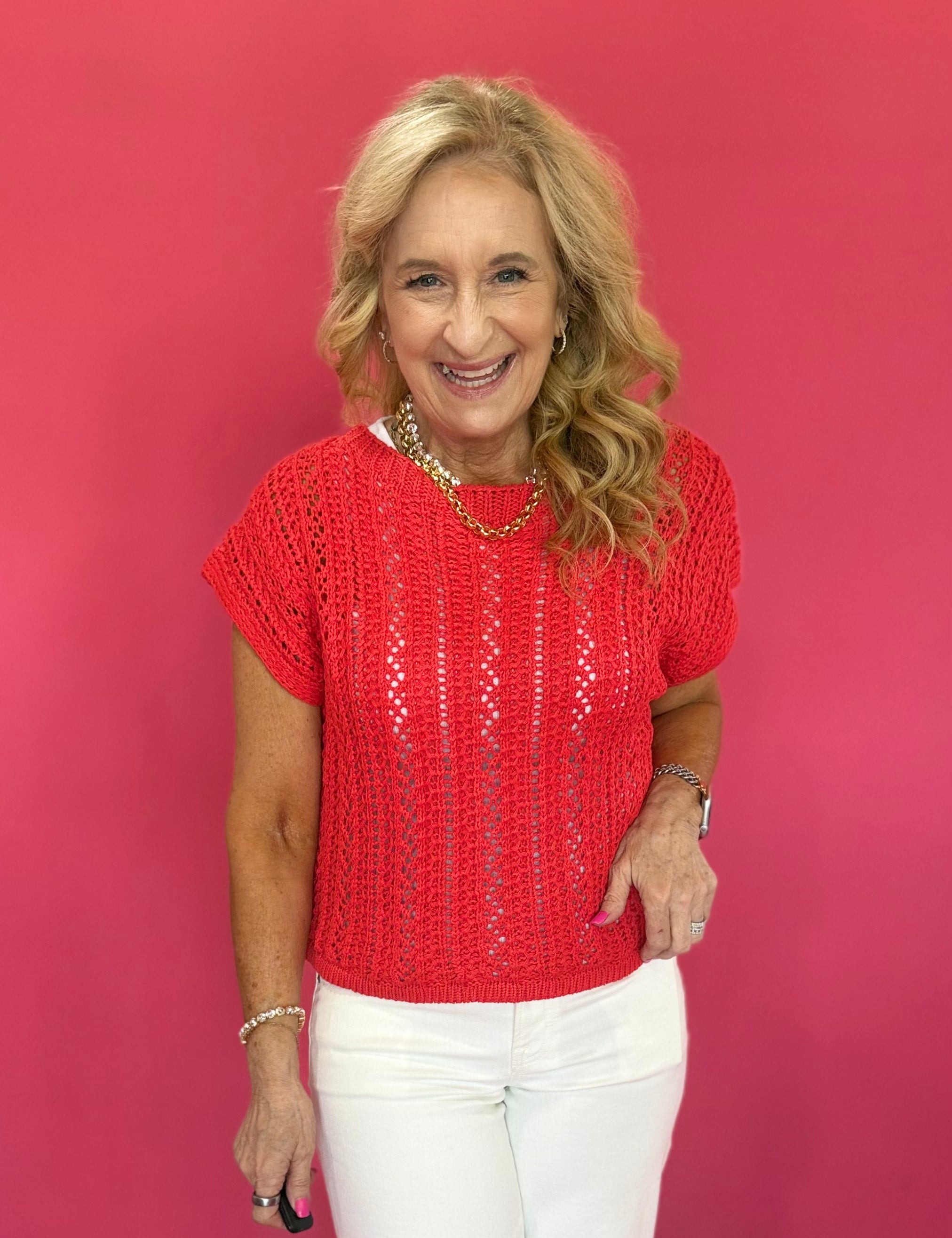 Cloud Nine Open-Knit Sweater Top - Shabby 2 Chic Boutiques