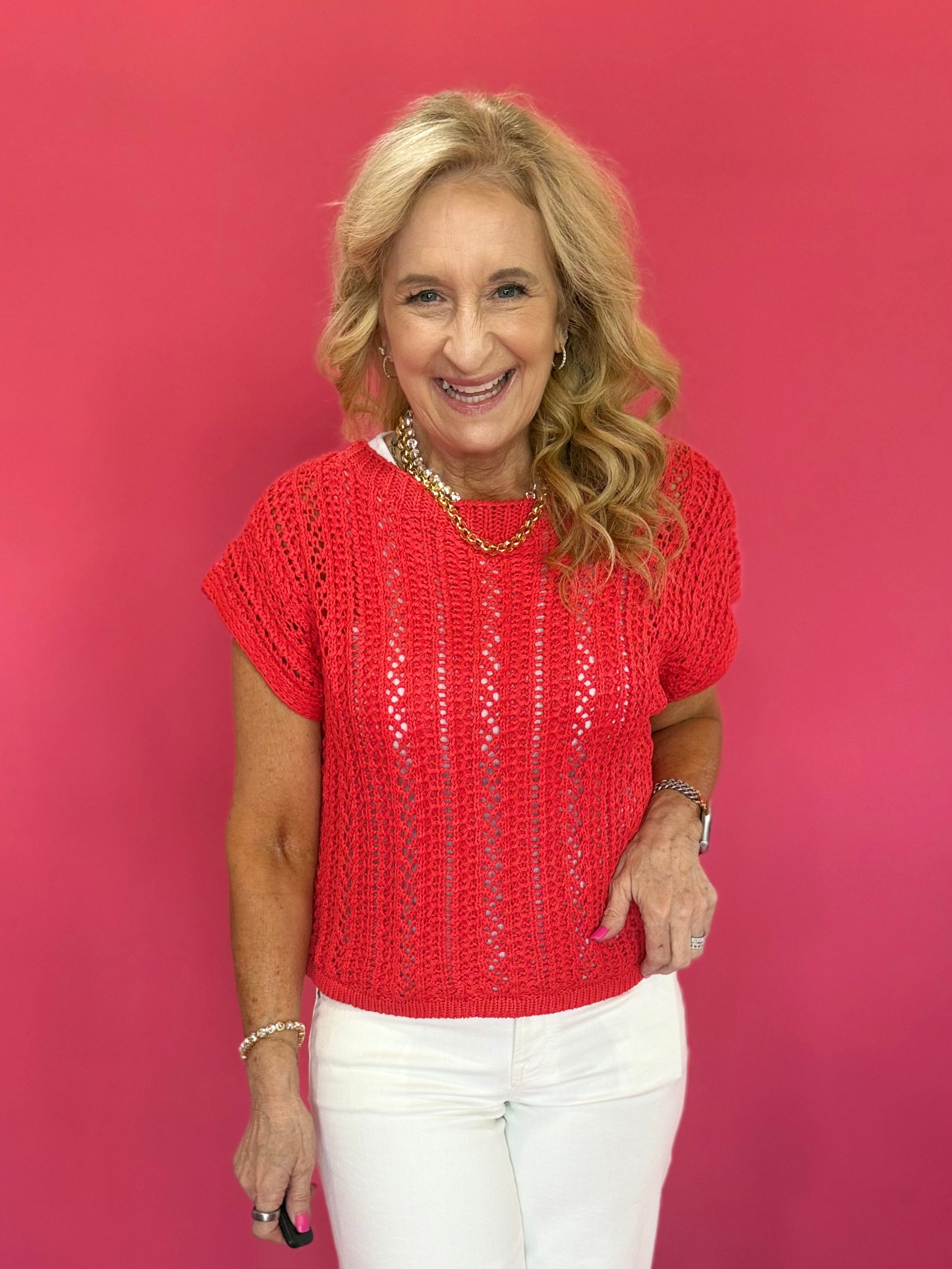 Cloud Nine Open-Knit Sweater Top - Shabby 2 Chic Boutiques