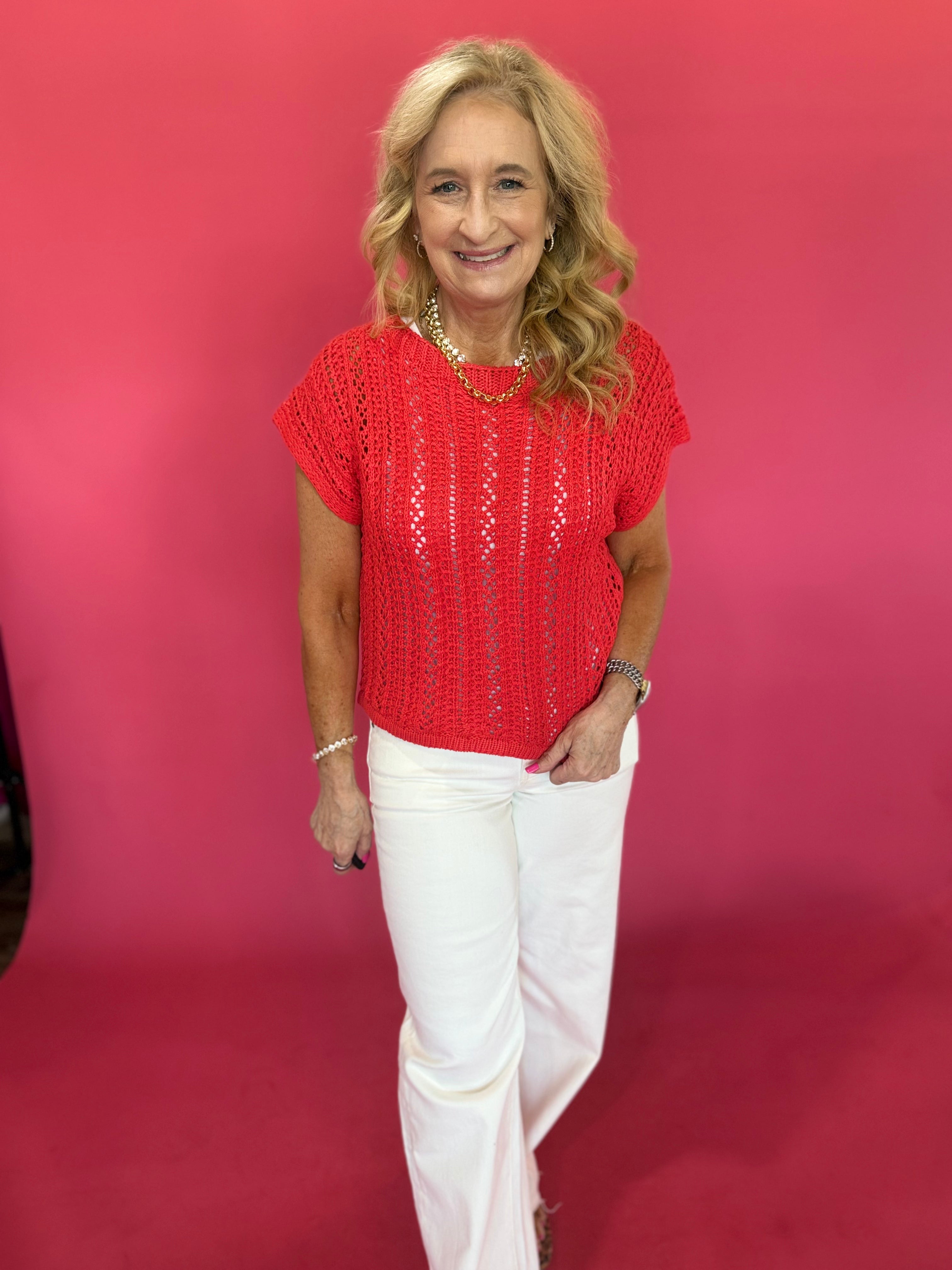 Cloud Nine Open-Knit Sweater Top - Shabby 2 Chic Boutiques