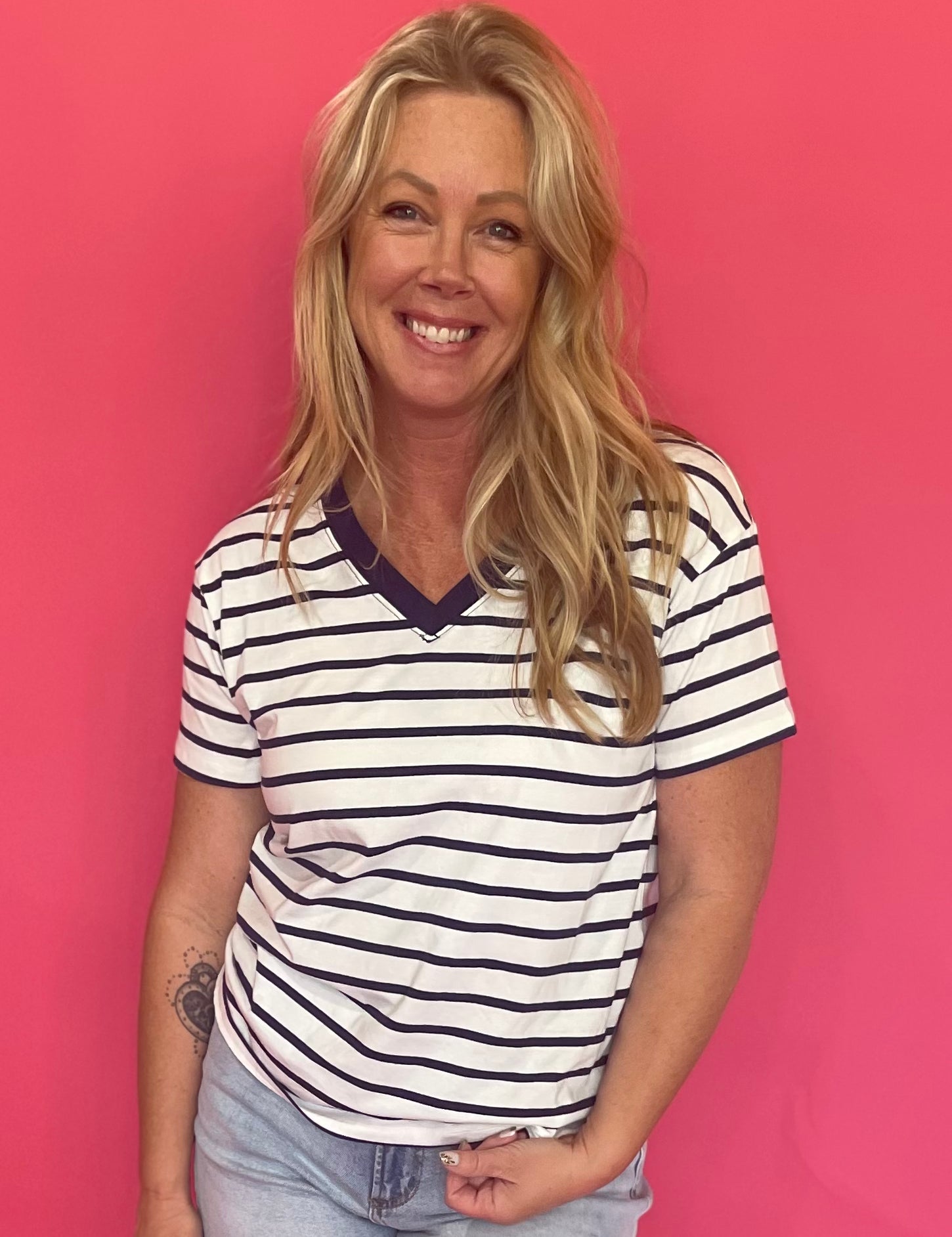 Coastal Breeze Striped Tee in Blue - Shabby 2 Chic Boutiques