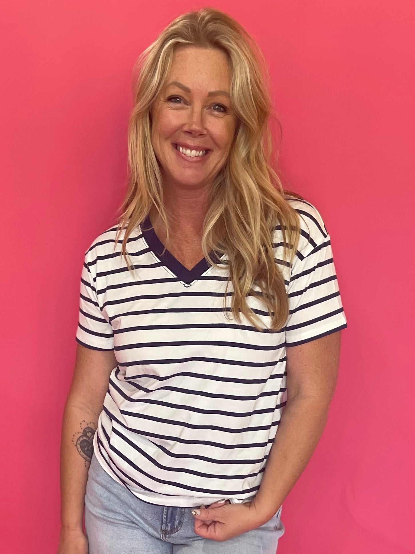 Coastal Breeze Striped Tee in Blue - Shabby 2 Chic Boutiques