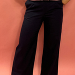 Coastal Chic: Navy Linen Wide-Leg Pin Tuck Pleated Pants