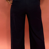 Coastal Chic: Navy Linen Wide-Leg Pin Tuck Pleated Pants