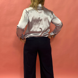 Coastal Chic: Navy Linen Wide-Leg Pin Tuck Pleated Pants