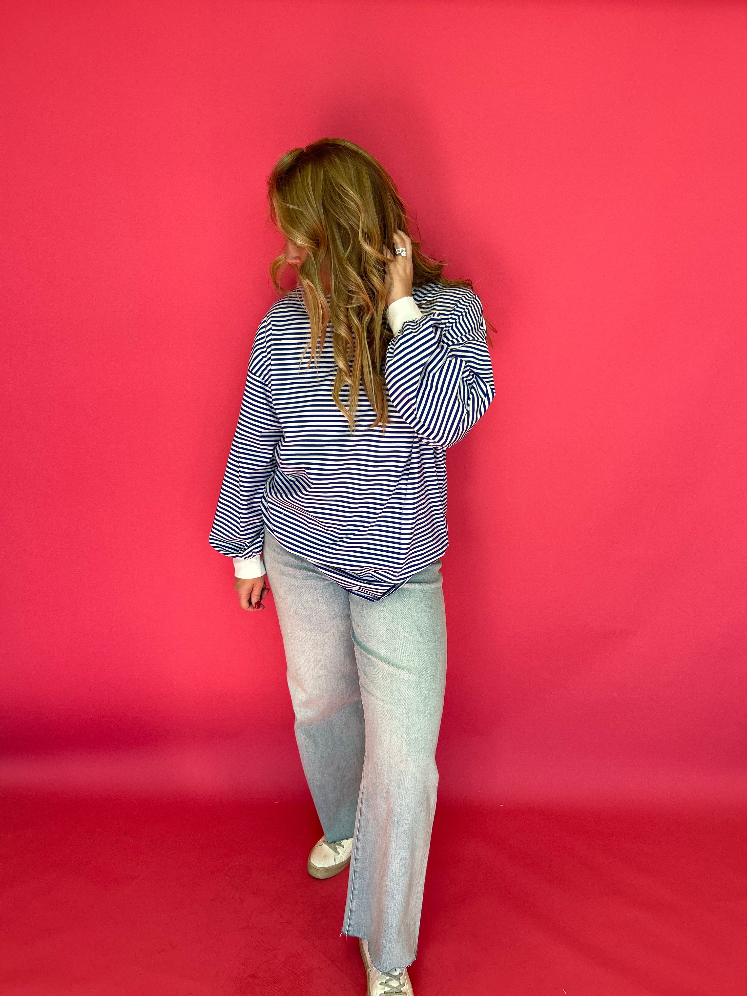Coastal Cool Striped Pullover in Blue - Shabby 2 Chic Boutiques