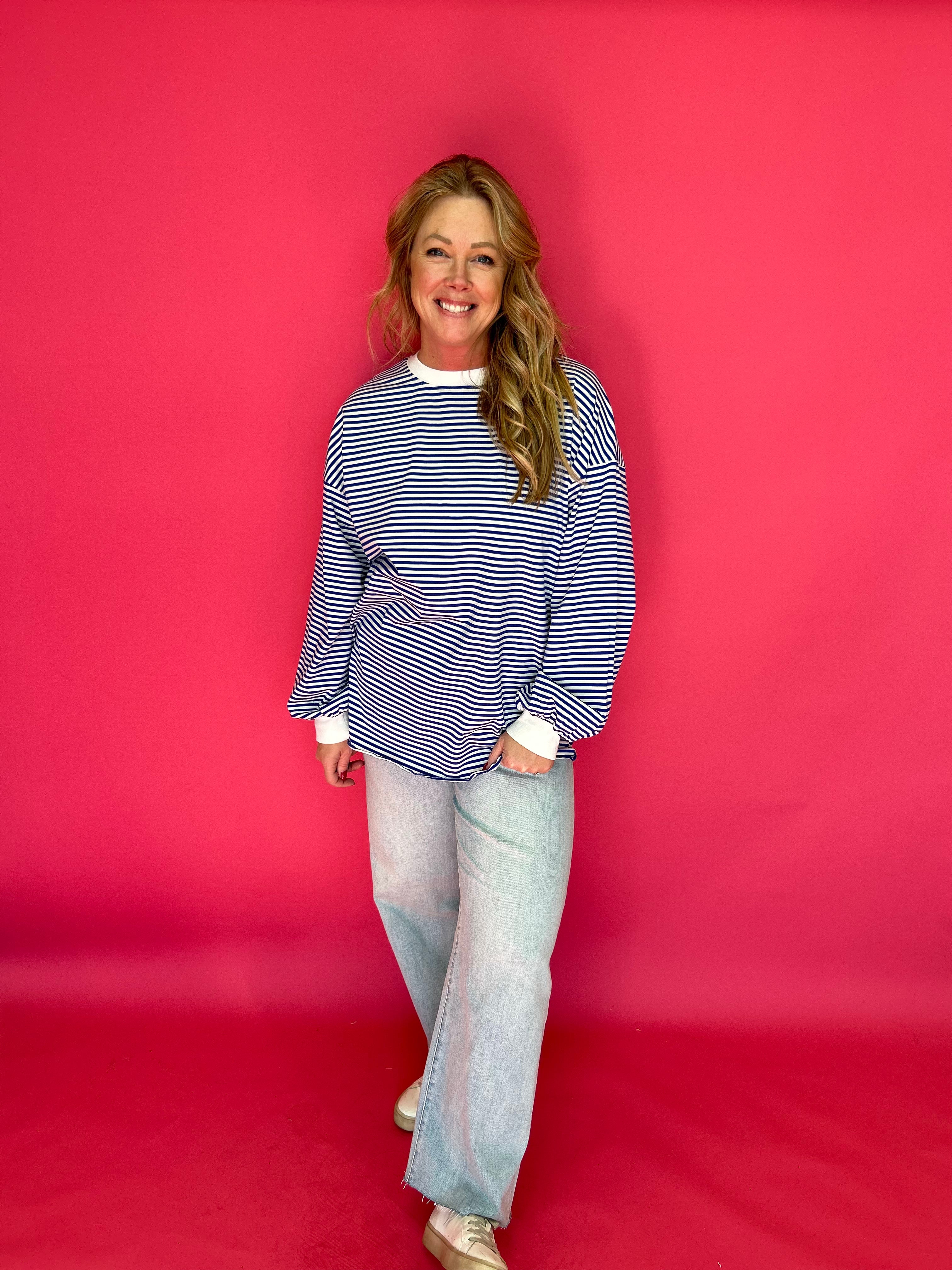 Coastal Cool Striped Pullover in Blue - Shabby 2 Chic Boutiques