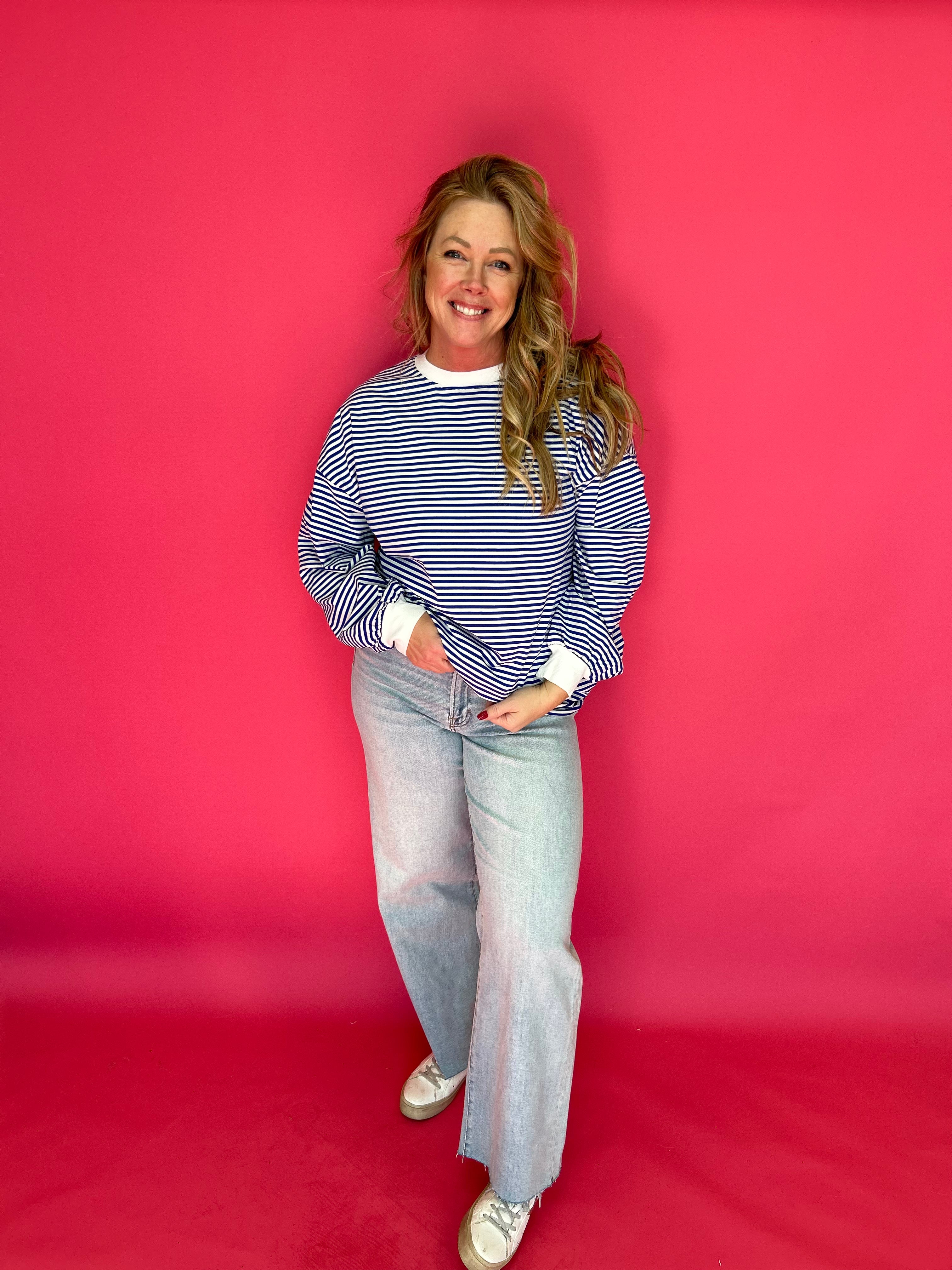 Coastal Cool Striped Pullover in Blue - Shabby 2 Chic Boutiques