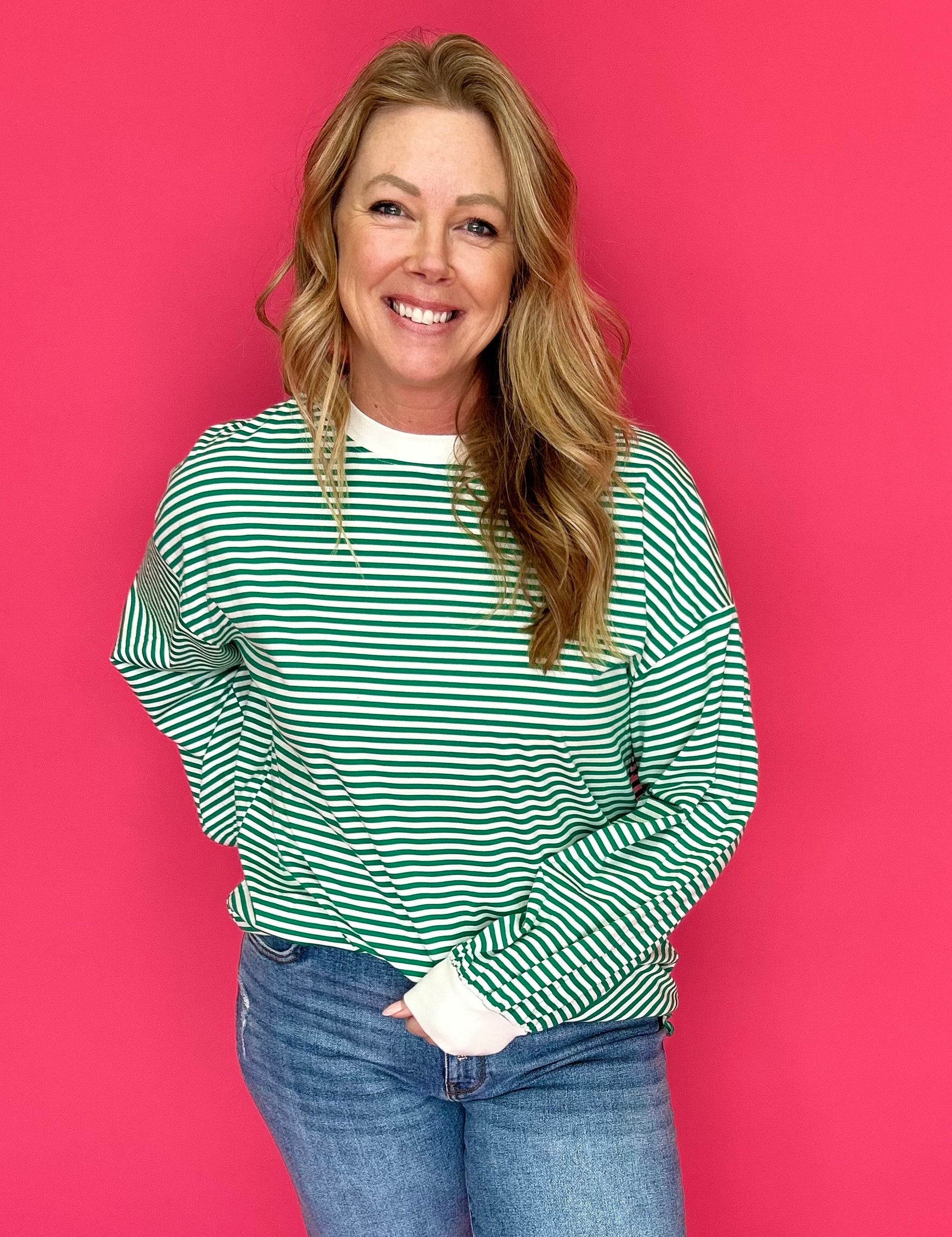 Coastal Cool Striped Pullover in Green - Shabby 2 Chic Boutiques