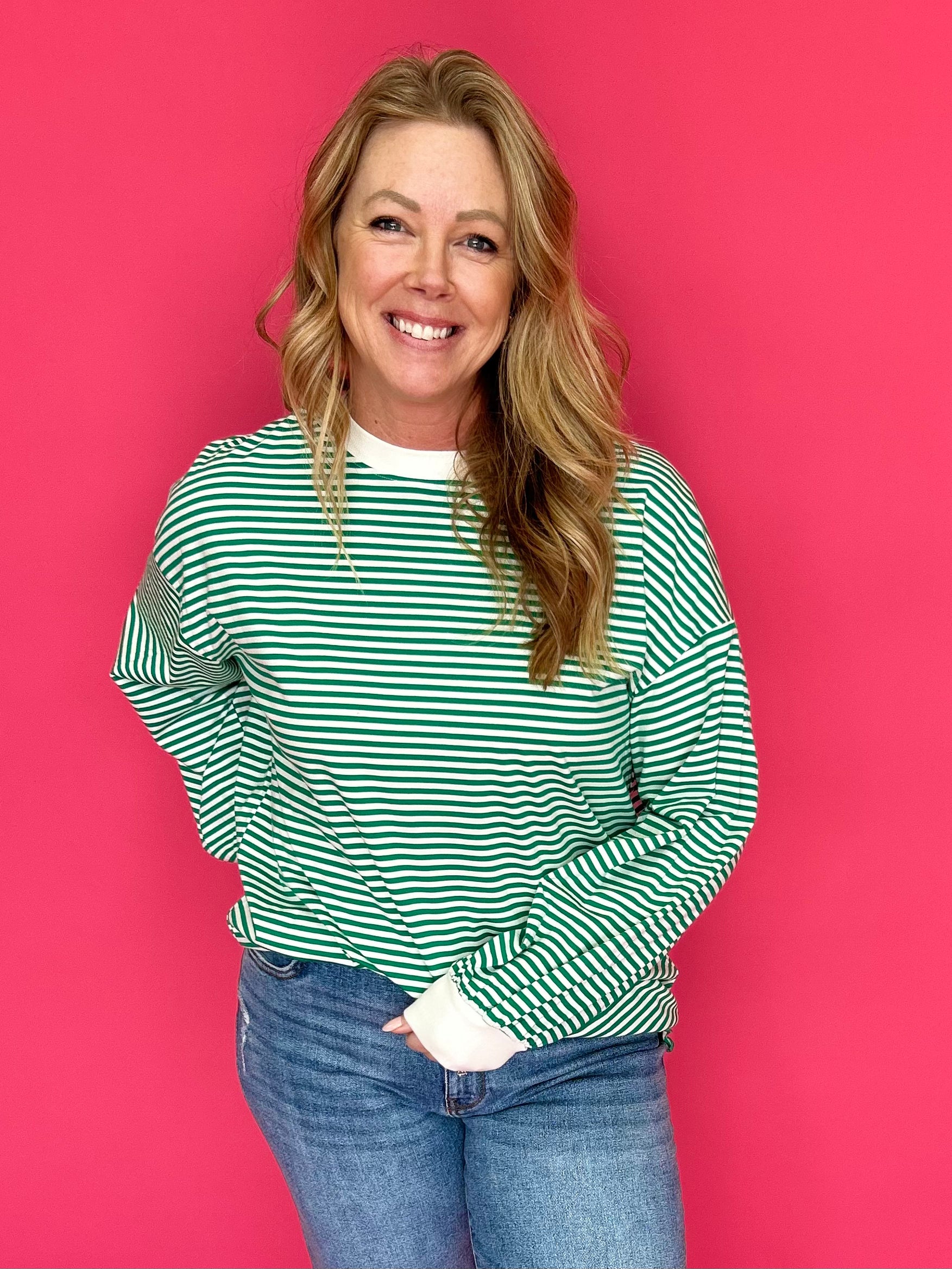 Coastal Cool Striped Pullover in Green - Shabby 2 Chic Boutiques