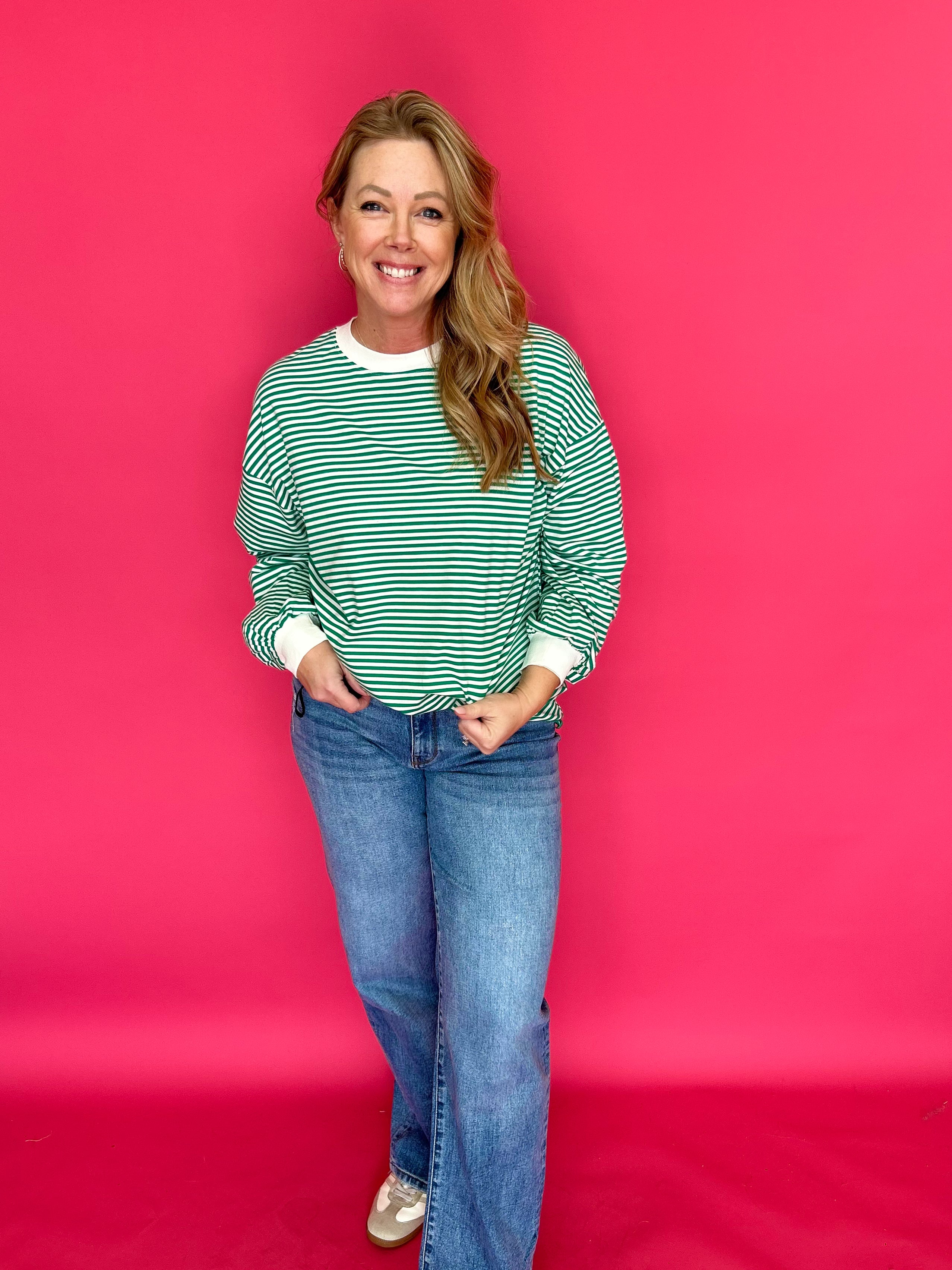 Coastal Cool Striped Pullover in Green - Shabby 2 Chic Boutiques