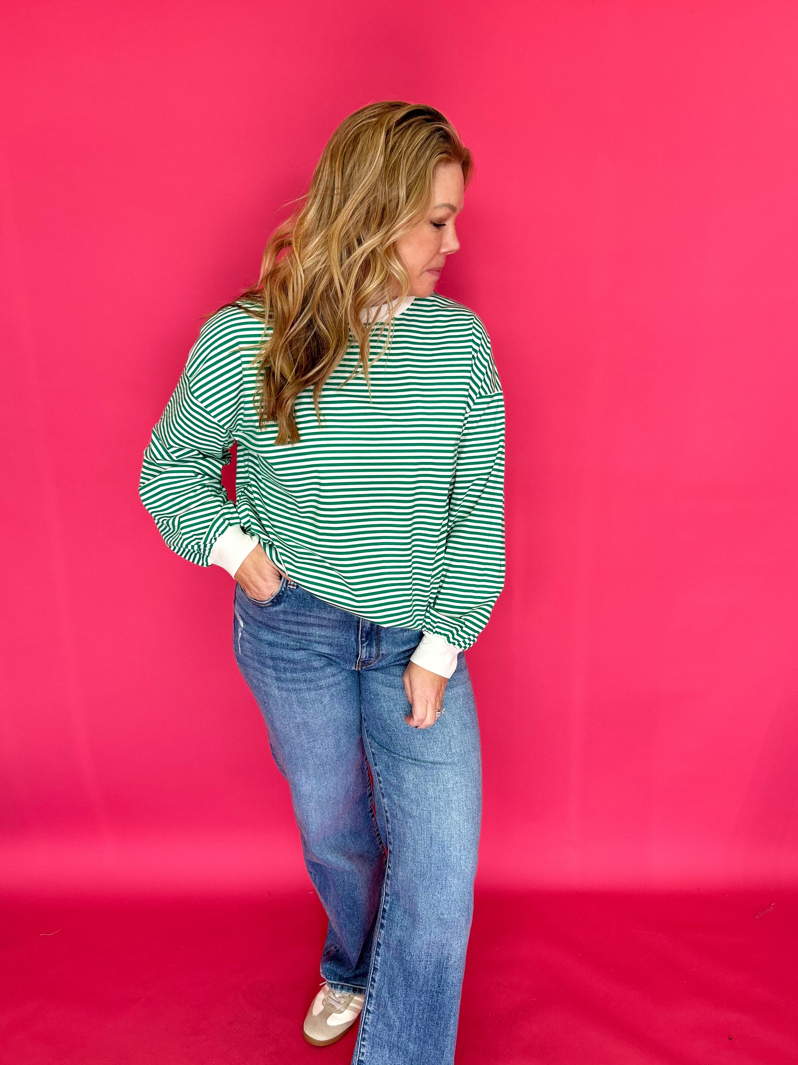 Coastal Cool Striped Pullover in Green - Shabby 2 Chic Boutiques