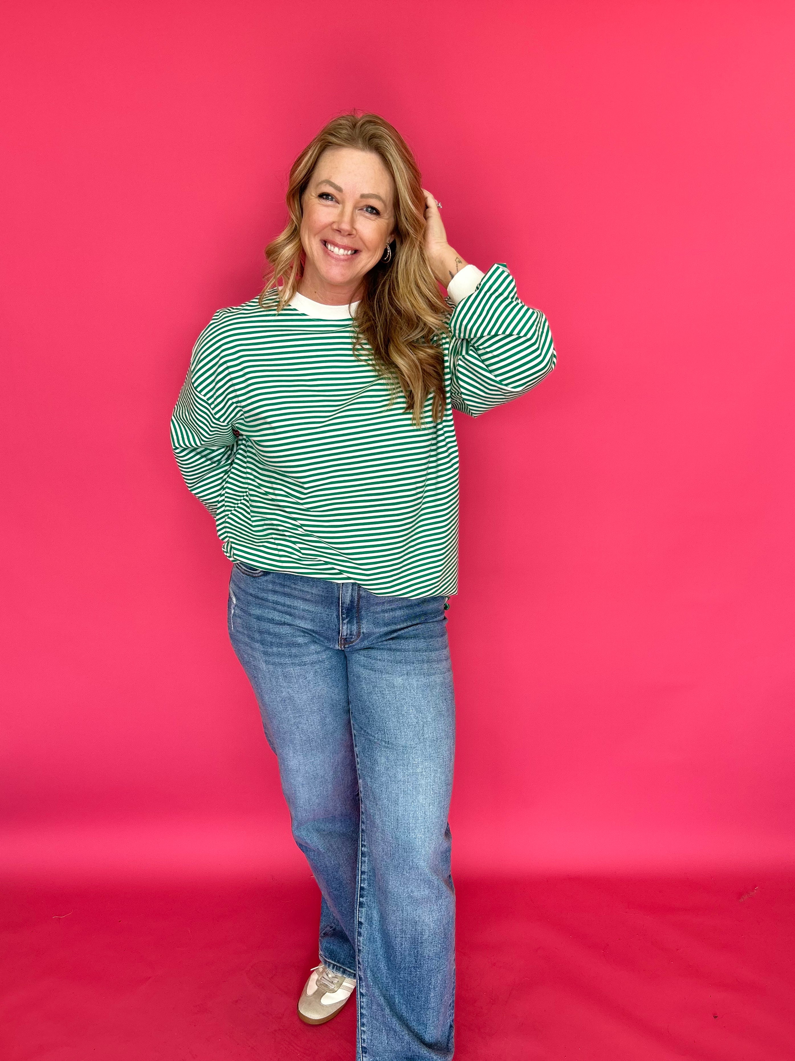 Coastal Cool Striped Pullover in Green - Shabby 2 Chic Boutiques