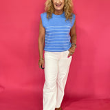 Coastal Cool Striped  Tank Sweater in Blue - Shabby 2 Chic Boutiques